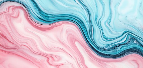 Poster - A vibrant abstract wave design with swirls of pink and blue, perfect for artistic projects.