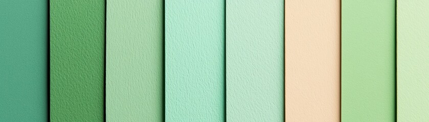 Poster - A vibrant palette of green and mint shades arranged in vertical strips, perfect for design.