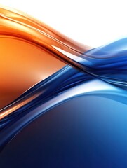 Aufkleber - Beautiful abstract glossy waves in vibrant orange and blue flowing harmoniously across a smooth surface. Generative AI