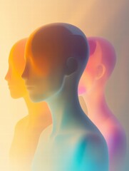 Poster - Faceless abstract avatars for creative mock up with space for personalized text and contemporary design elements. Generative AI