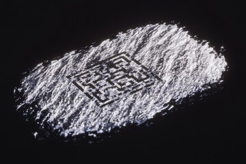 Poster - A 3D-rendered identity card with holographic elements and a glowing QR code, floating above a futuristic table