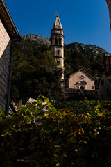 Wall Mural - bell tower of St Nikolas Church, amazing medieval stone architecture with archs, historical heritage