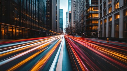 Poster - Dynamic Cityscape with Action and High Contrast Lighting