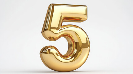 Poster - Elegant 3D Golden Number 5 with Clipping Path for Graphic Design Projects
