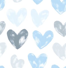 Canvas Print - Light blue and gray heart pattern, seamless easter design