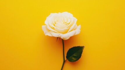 Aufkleber - A charming rose on a gentle yellow background, flat design style, photo of