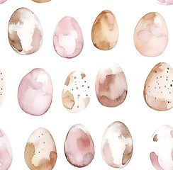 Canvas Print - Watercolor Easter egg seamless pattern, in shades of blush pink, beige