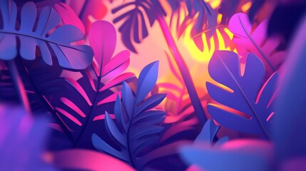 Poster - Vibrant Jungle Scene with Dynamic Light Effects