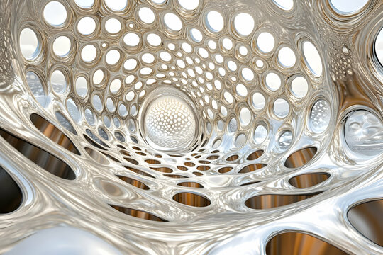 Abstract 3D Metallic Tunnel Illustration