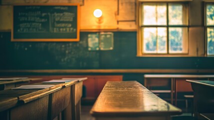 Poster - Warm Classroom with Detailed 3D Textures and Light