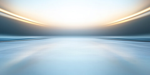 Wall Mural - futuristic abstract motion blur with blue color, glow warm light ray in perspective view. soft smoot
