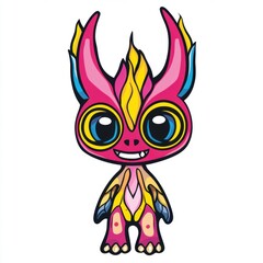 Wall Mural - A colorful cartoon monster character with large eyes and vibrant patterns.