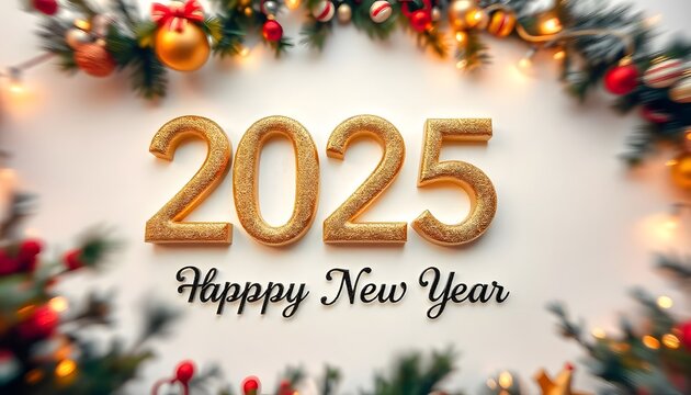 3d letters 2025 with blue color on show, happy new year and christmas tree with new concept background