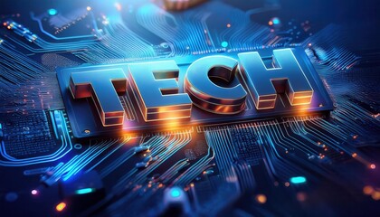 Poster - Advanced Technology Theme with Illuminated Circuitry Background