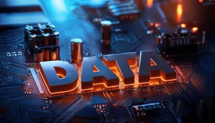 Poster - Illuminated Circuit Board Highlighting Data Processing Technology