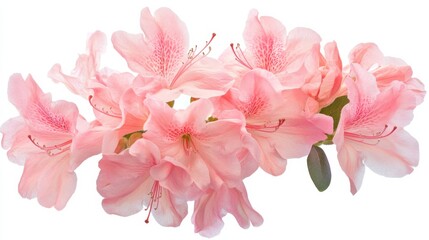 Poster - A macro shot of a cluster of pink azalea flowers in soft light, isolated white background, classic art style