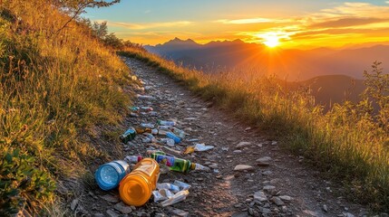 Wall Mural - Scenic Mountain Trail at Golden Hour