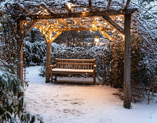 Poster - Snowy Winter Garden Bench