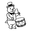 © T-shirt Land - A groundhog in a marching band uniform, playing a drum line art design