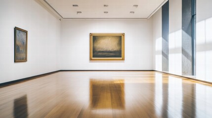 Poster - Luxurious art gallery with spacious layout featuring carefully curated artworks and high quality lighting during daytime. Generative AI