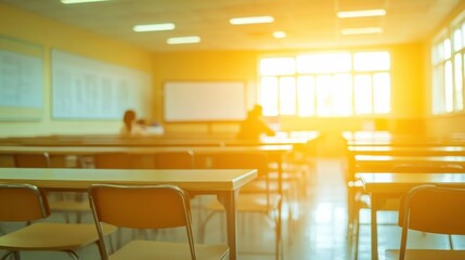 Poster - Bright Classroom with Interactive Whiteboard Setup