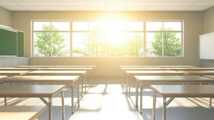 Poster - Bright Classroom with Natural Light and Engaging Atmosphere