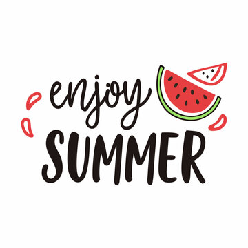 Enjoy Summer Lettering with Watermelon vector illustration (5)