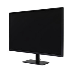 Poster - 3D black monitor with black blank screen isolated transparent background