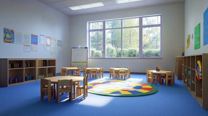 Poster - Engaging Classroom with Natural Light and Visual Learning