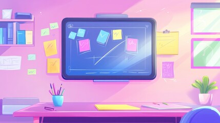 Poster - Interactive Study Area with Whiteboard and Visual Hierarchy