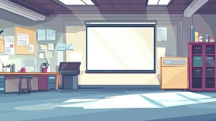 Poster - Modern Classroom with Interactive Whiteboard Setup