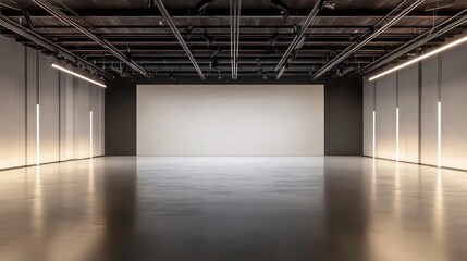 Poster - Empty professional photo studio with modern lighting equipment