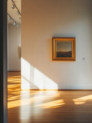 Poster - Luxurious art gallery featuring elegant lighting and classic artwork in a serene atmosphere. Generative AI