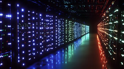 Poster - Illuminated Server Racks In A Modern Data Center