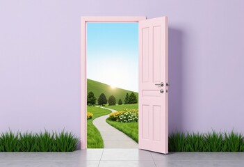 door with grass