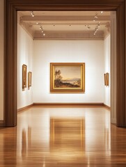 Poster - Explore stunning artwork in a luxurious art gallery residence with polished floors and elegant lighting. Generative AI