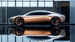 © Somphong - 21. A detailed home car model parked on a reflective black surface with a modern minimalist design