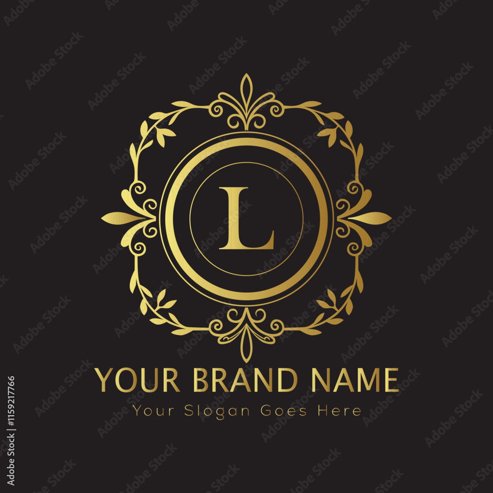 Letter L Luxury brand logo design with a royal gold crown emblem and ...