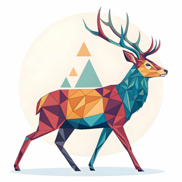 colorful low poly deer vector design