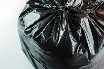 Poster - A black trash bag sits on top of a clean white floor, ready for use