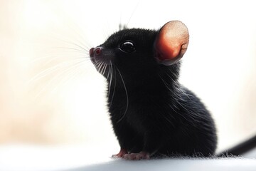 Poster - A small black rat sits atop a table