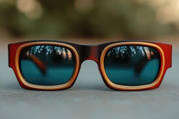 Aufkleber - A pair of sunglasses placed on a table