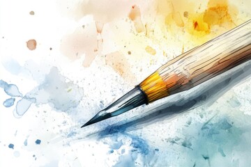 Aufkleber - Close-up shot of a pencil on a watercolor background, perfect for illustrating creativity and inspiration