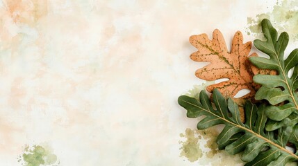 Poster - Oak leaves abstract background idea. A beautiful arrangement of diverse leaves on a textured background, capturing nature's beauty.