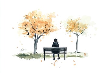 Poster - A person sitting on a park bench, perfect for outdoor or leisure scenes