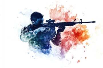 Poster - A man holds a gun in his hand, ready for action or defense