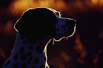 Canvas Print - A close-up shot of a dog's head basking in warm sunlight