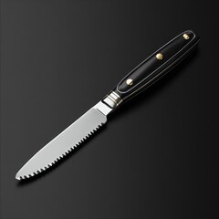 Poster - A black and white knife lying on a dark background, perfect for crime scene or mystery settings