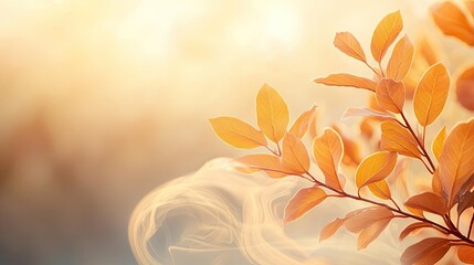 Wall Mural - Oak leaves abstract background idea. Autumn leaves in soft focus, creating a serene and warm atmosphere.