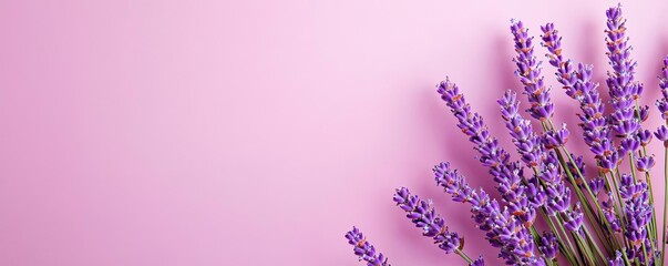 Poster - Lavender floral abstract background concept. Beautiful lavender flowers against a soft pink backdrop, perfect for calming decor.